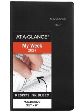 At-A-Glance 2027 DayMinder Weekly Planner Pocket 3-1/2"x6" Black Office School